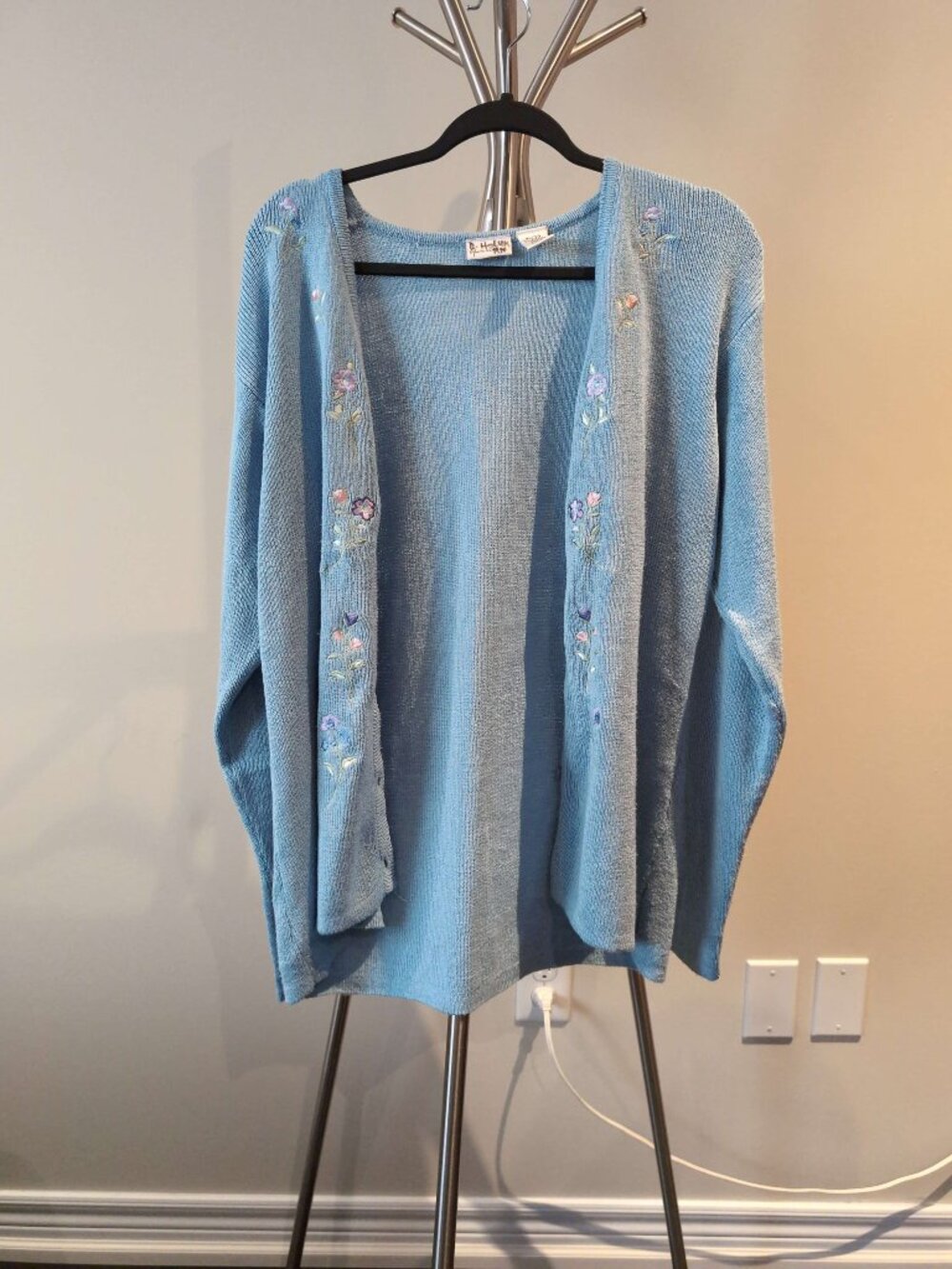 VINTAGE Embroidered Floral Motif Cardigan Pastel Cottagecore Grandmacore - Picture 5 of 6